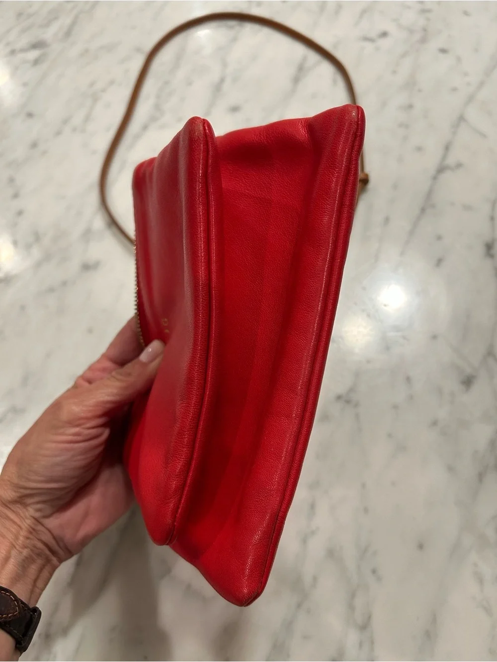 Clare V. Wallet Clutch with Tabs in Red Leather